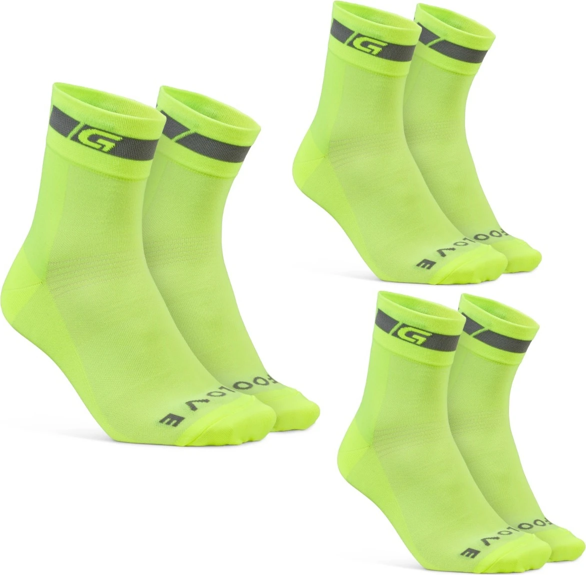 GripGrab 3-Pack Regular Cut Hi-Vis Sokken 3 GripGrab 3-Pack Regular Cut Hi-Vis Sokken